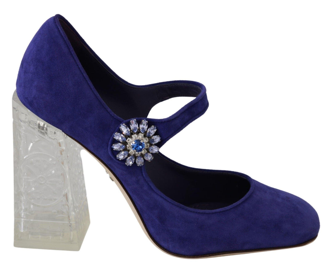 Dolce & Gabbana Purple Suede Crystal Pumps Heels Shoes - Ellie Belle