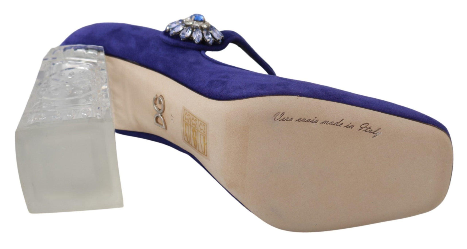 Dolce & Gabbana Purple Suede Crystal Pumps Heels Shoes - Ellie Belle