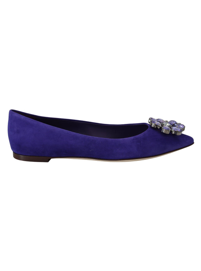 Dolce & Gabbana Purple Suede Crystals Loafers Flats Shoes - Ellie Belle