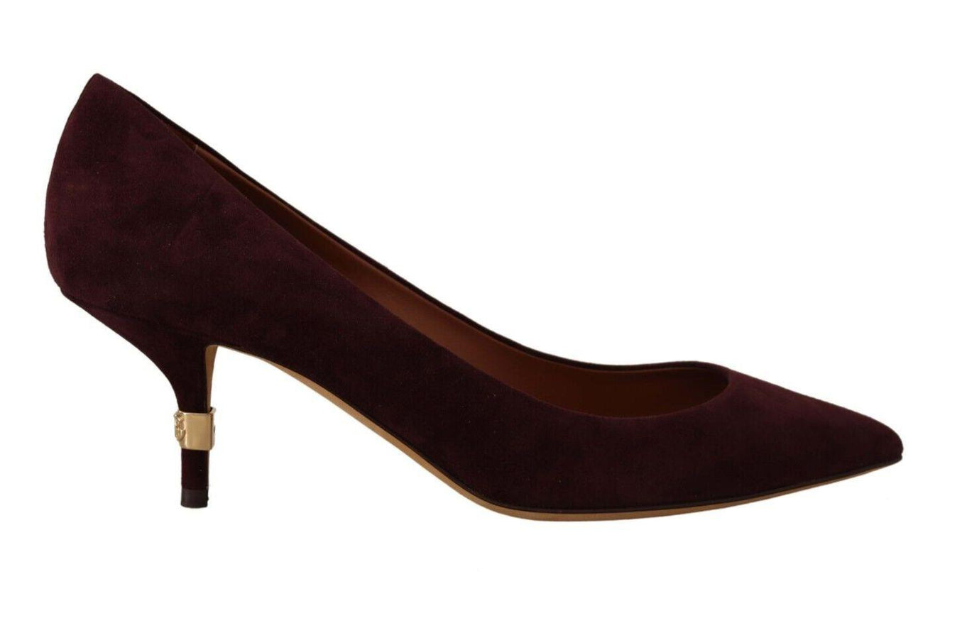 Dolce & Gabbana Purple Suede Leather Kitten Heels Pumps Shoes - Ellie Belle