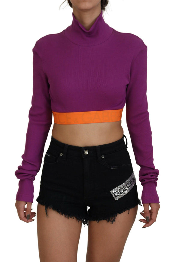 Dolce & Gabbana Purple Turtle Neck Cropped Pullover Sweater - Ellie Belle