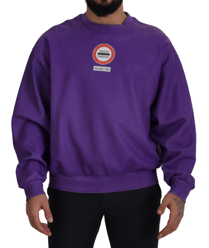 Dolce & Gabbana Purple Wash Logo Cotton Crewneck Sweatshirt Sweater - Ellie Belle