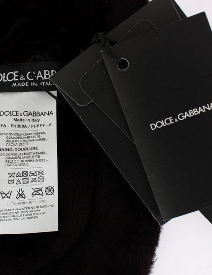 Dolce & Gabbana Purple Weasel Fur Crochet Hood Scarf Hat - Ellie Belle