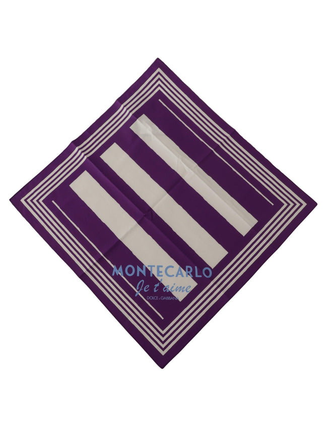 Dolce & Gabbana Purple White Cotton Stripe Square Wrap Scarf - Ellie Belle