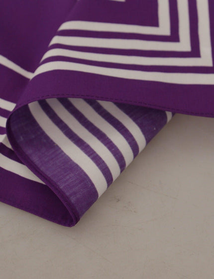 Dolce & Gabbana Purple White Cotton Stripe Square Wrap Scarf - Ellie Belle