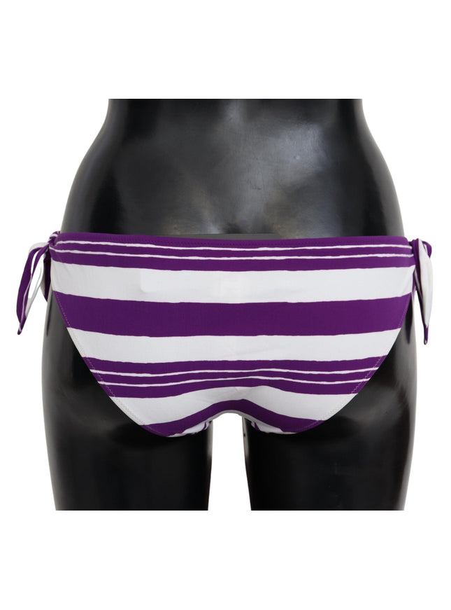 Dolce & Gabbana Purple White Stripes Beachwear Bikini Bottom - Ellie Belle