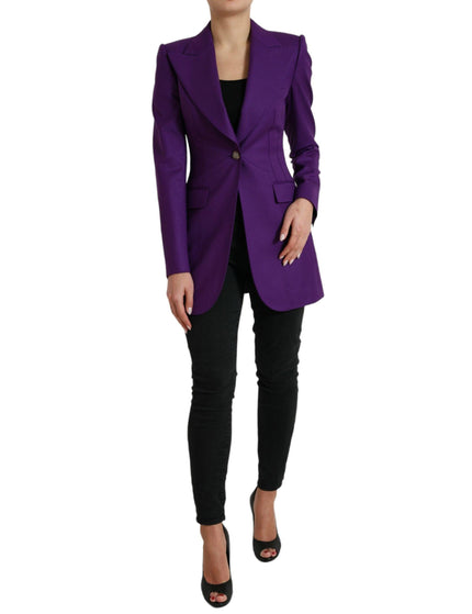 Dolce & Gabbana Purple Wool SingleBreasted Fitted Coat Jacket - Ellie Belle