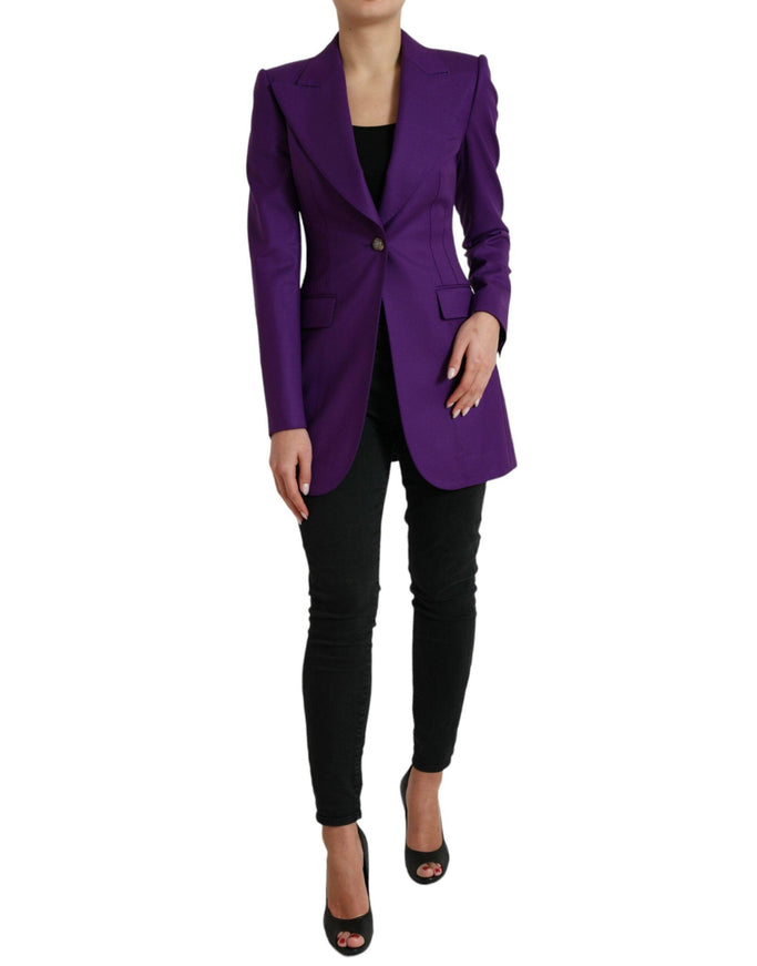 Dolce & Gabbana Purple Wool SingleBreasted Fitted Coat Jacket - Ellie Belle