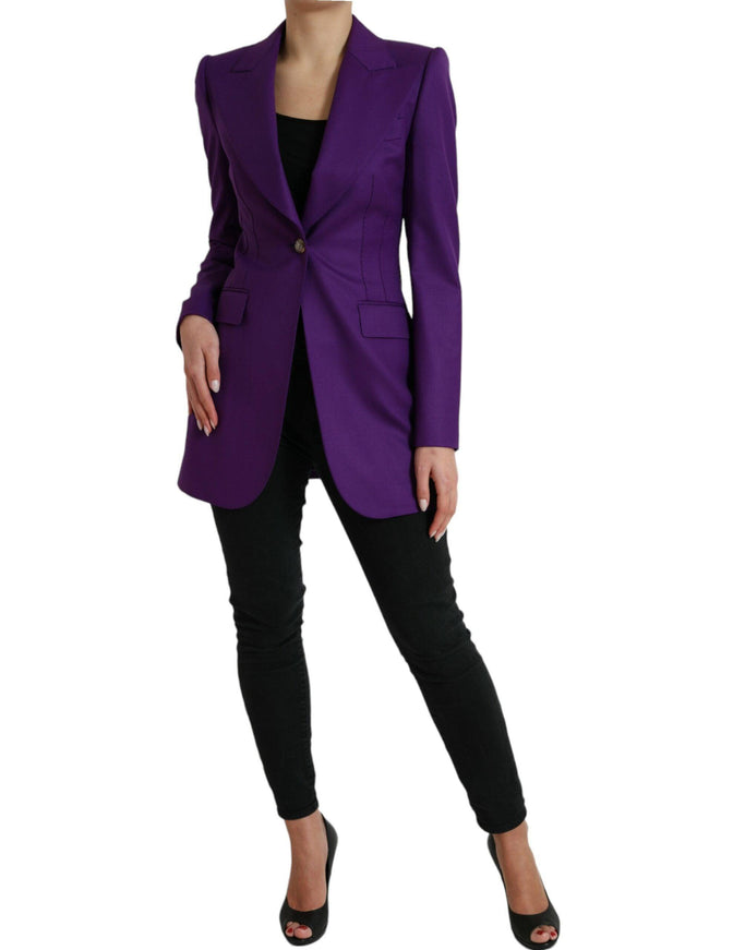 Dolce & Gabbana Purple Wool SingleBreasted Fitted Coat Jacket - Ellie Belle