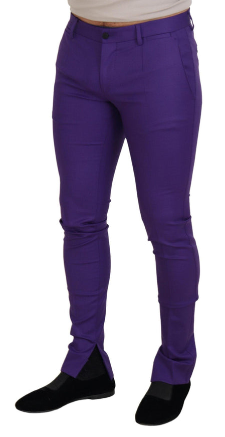 Dolce & Gabbana Purple Wool Slim Fit Chino Pants - Ellie Belle