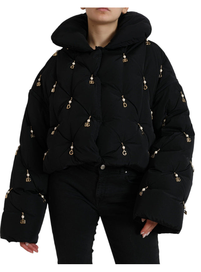 Dolce & Gabbana Quilted Down Bomber Jacket With Pearl Accents - Ellie Belle