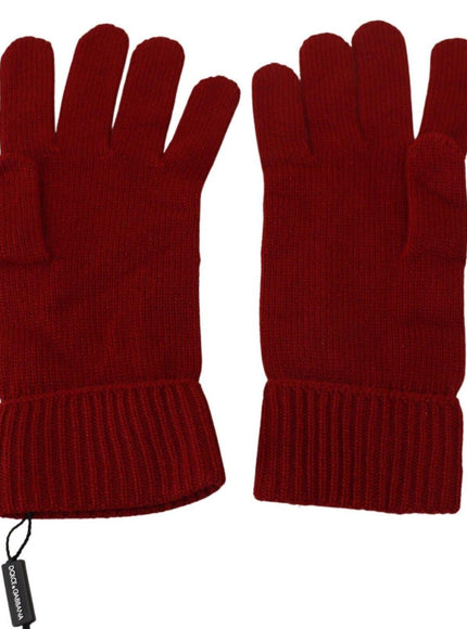 Dolce & Gabbana Red 100% Cashmere Knit Hands Mitten Mens Gloves - Ellie Belle