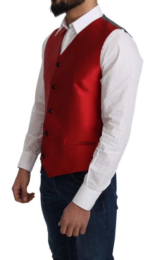 Dolce & Gabbana Red 100% Silk Formal Waist Coat Vest - Ellie Belle