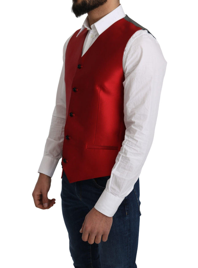 Dolce & Gabbana Red 100% Silk Formal Waist Coat Vest - Ellie Belle