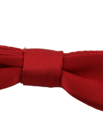 Dolce & Gabbana Red 100% Silk Slim Adjustable Neck Papillon Bow Tie