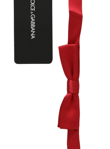 Dolce & Gabbana Red 100% Silk Slim Adjustable Neck Papillon Bow Tie
