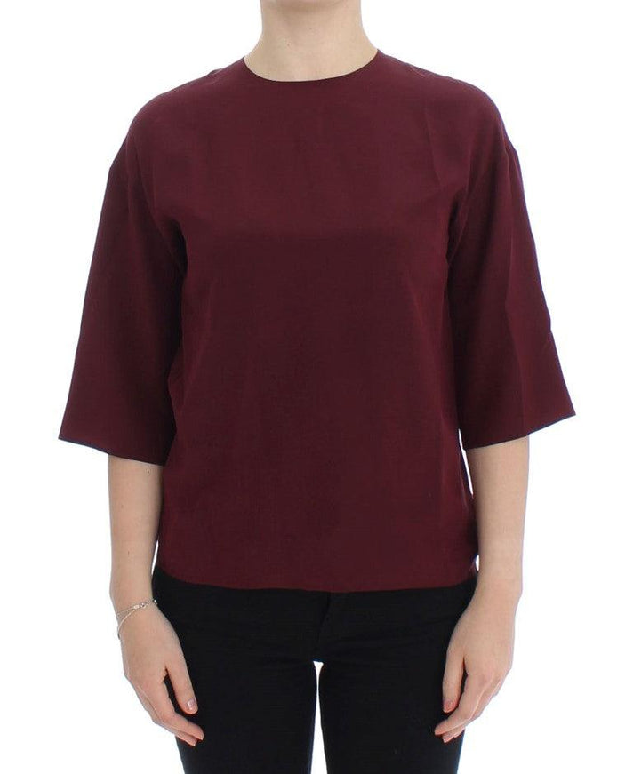 Dolce & Gabbana Red 3/4 sleeve silk blouse