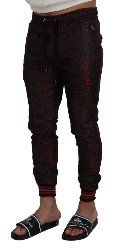 Dolce & Gabbana Red Acetate Floral Printed Men Jogger Pants - Ellie Belle