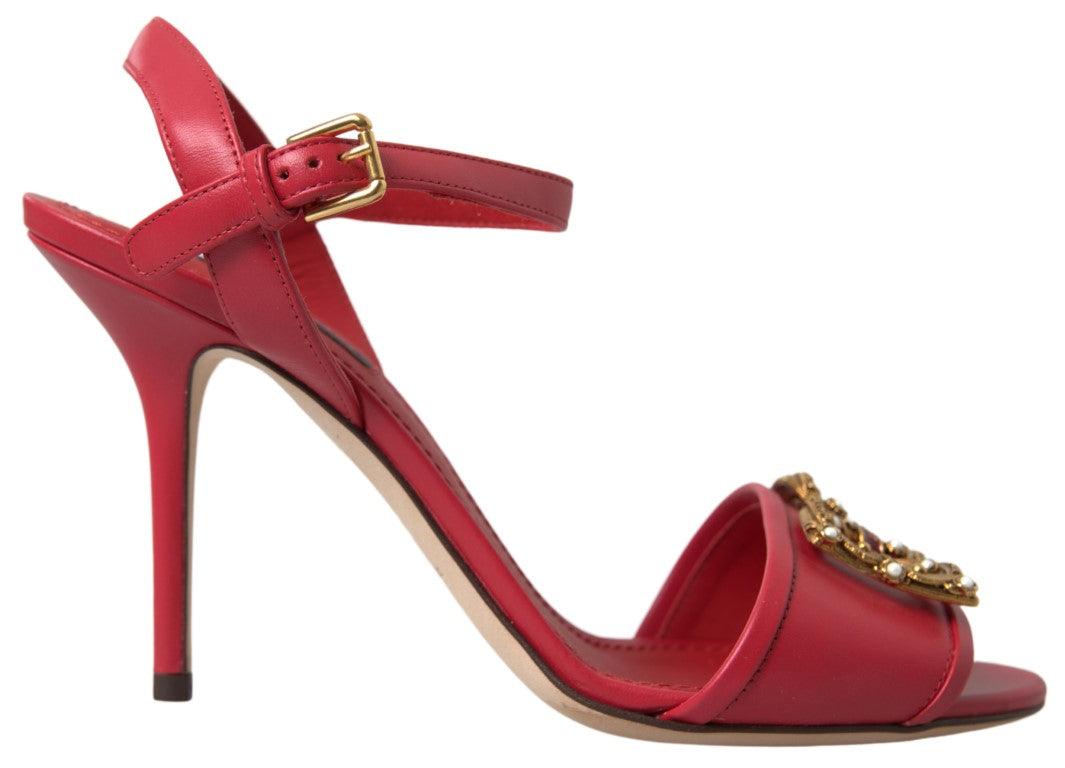 Dolce & Gabbana Red Ankle Strap Stiletto Heels Sandals Shoes - Ellie Belle