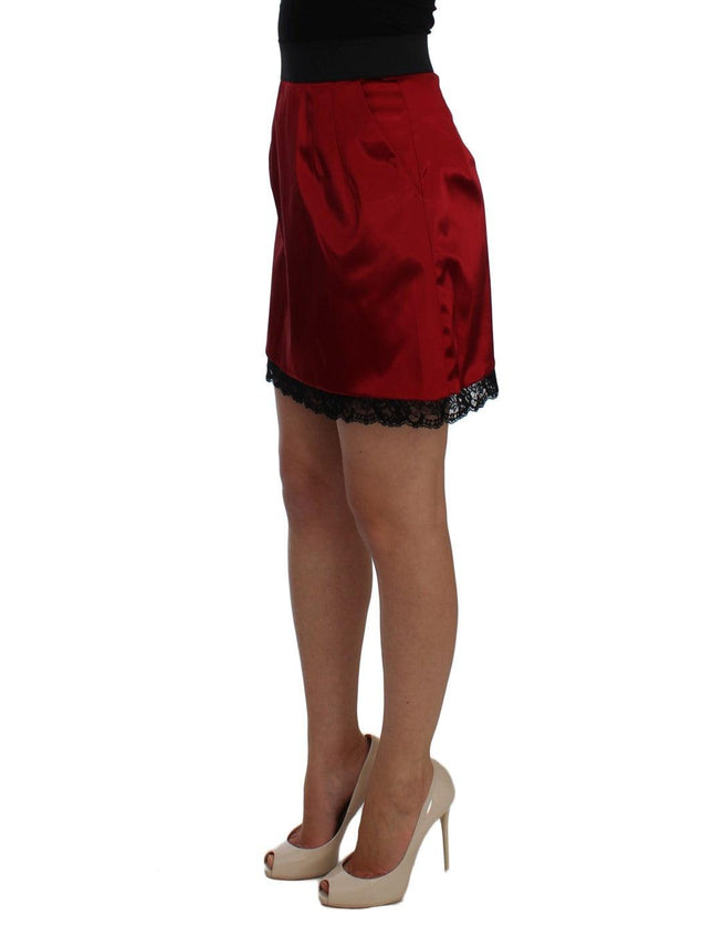 Dolce & Gabbana Red Black Lace A-Line Above Knee Skirt - Ellie Belle