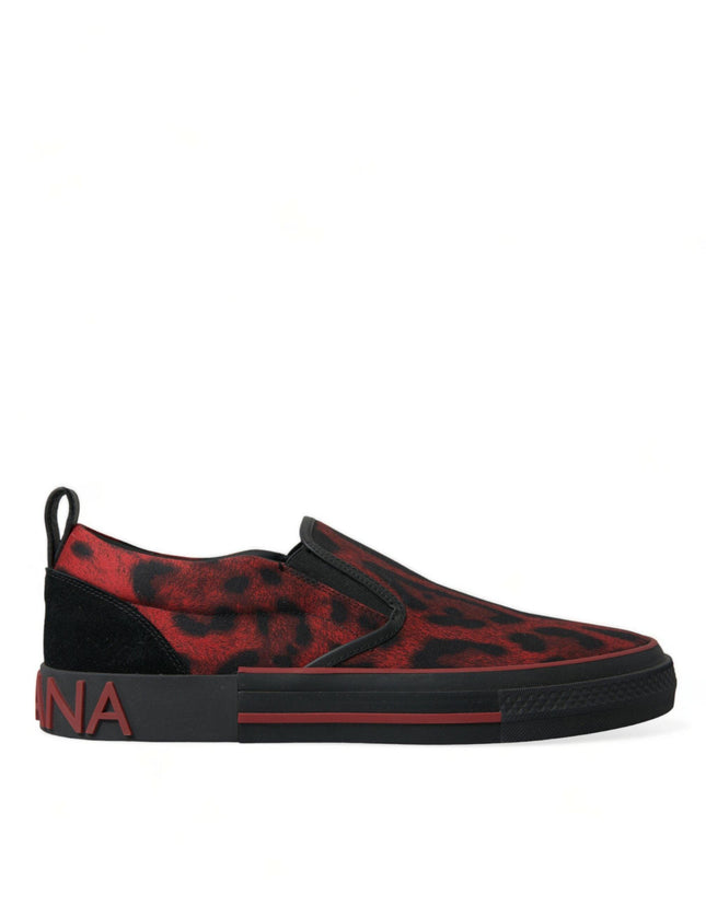 Dolce & Gabbana Red Black Leopard Loafers Men Sneakers Shoes - Ellie Belle