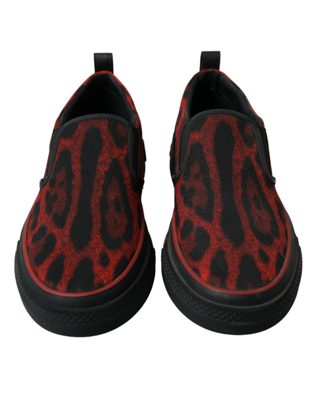 Dolce & Gabbana Red Black Leopard Loafers Men Sneakers Shoes - Ellie Belle