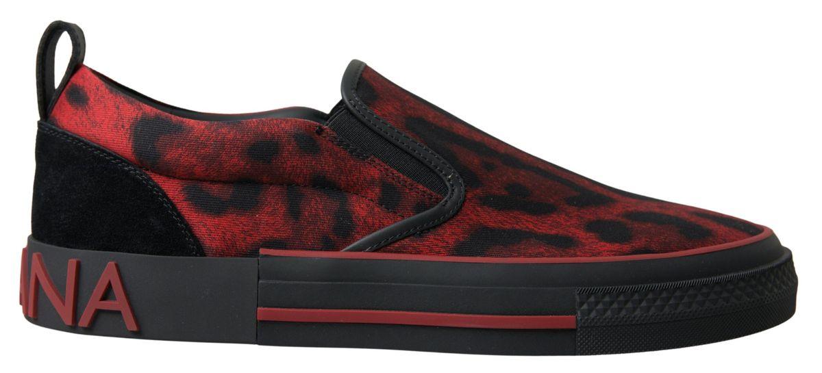 Dolce & Gabbana Red Black Leopard Loafers Sneakers Shoes - Ellie Belle