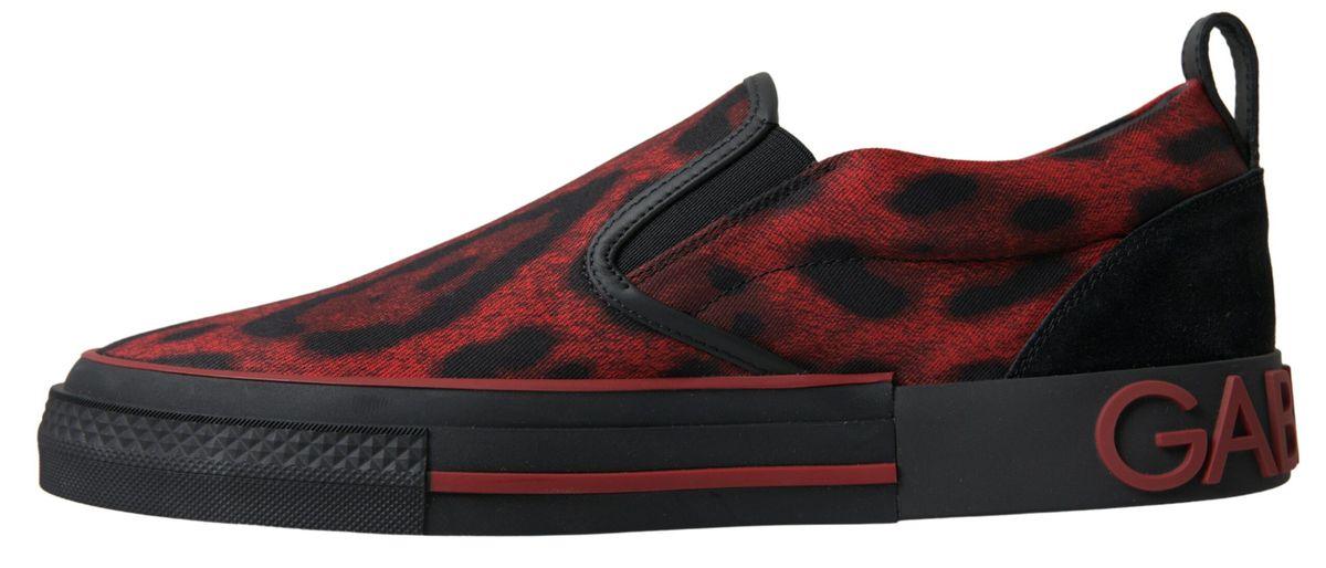 Dolce & Gabbana Red Black Leopard Loafers Sneakers Shoes - Ellie Belle