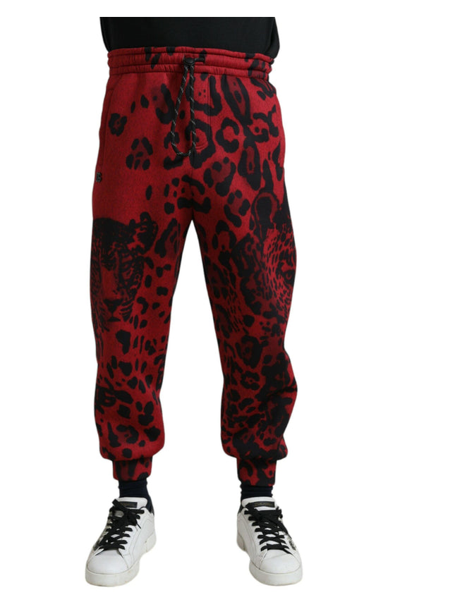 Dolce & Gabbana Red Black Leopard Print Stretch Jogger Pants - Ellie Belle