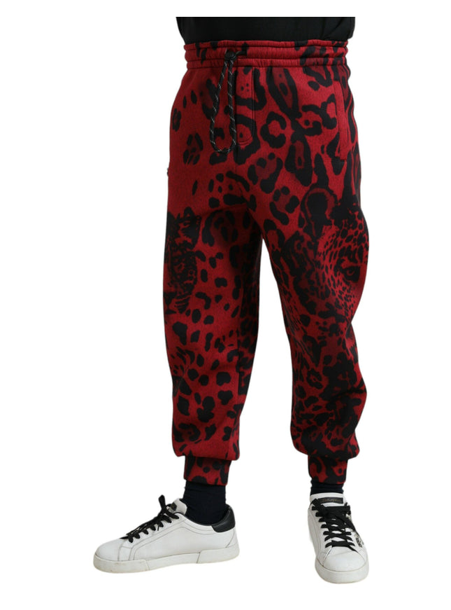 Dolce & Gabbana Red Black Leopard Print Stretch Jogger Pants - Ellie Belle