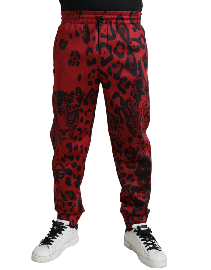 Dolce & Gabbana Red Black Leopard Stretch Jogger Pants - Ellie Belle