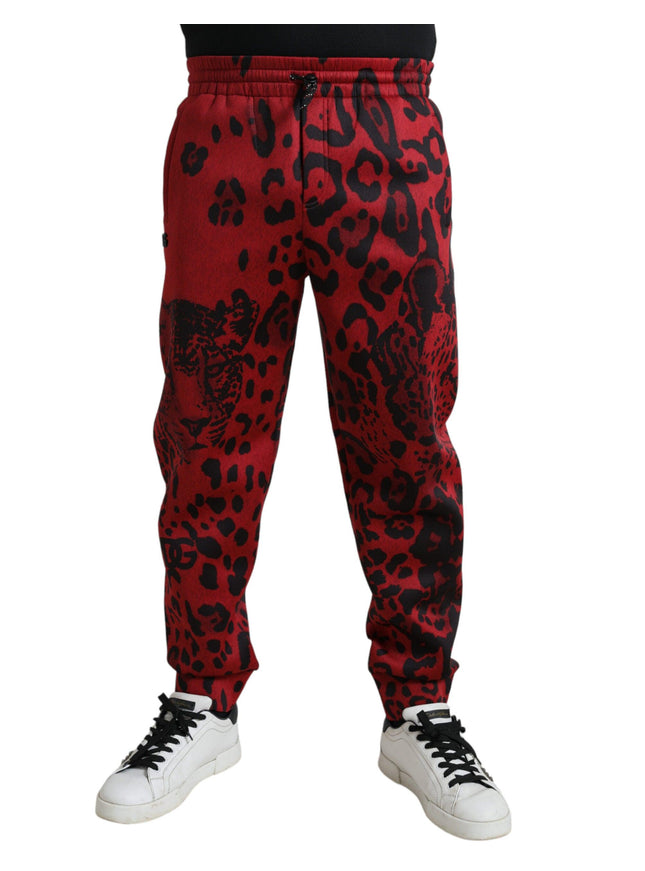 Dolce & Gabbana Red Black Leopard Stretch Jogger Pants - Ellie Belle