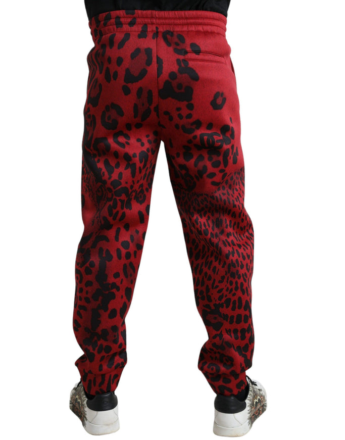 Dolce & Gabbana Red Black Leopard Stretch Jogger Pants - Ellie Belle