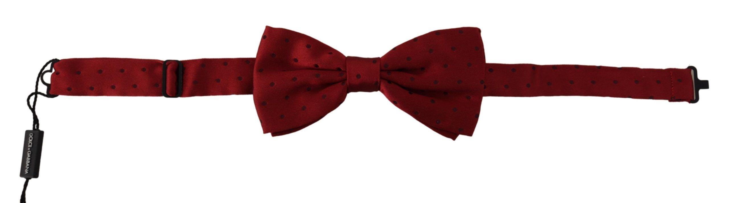 Dolce & Gabbana Red Black Polka Dots Adjustable Neck Papillon Bow Tie - Ellie Belle