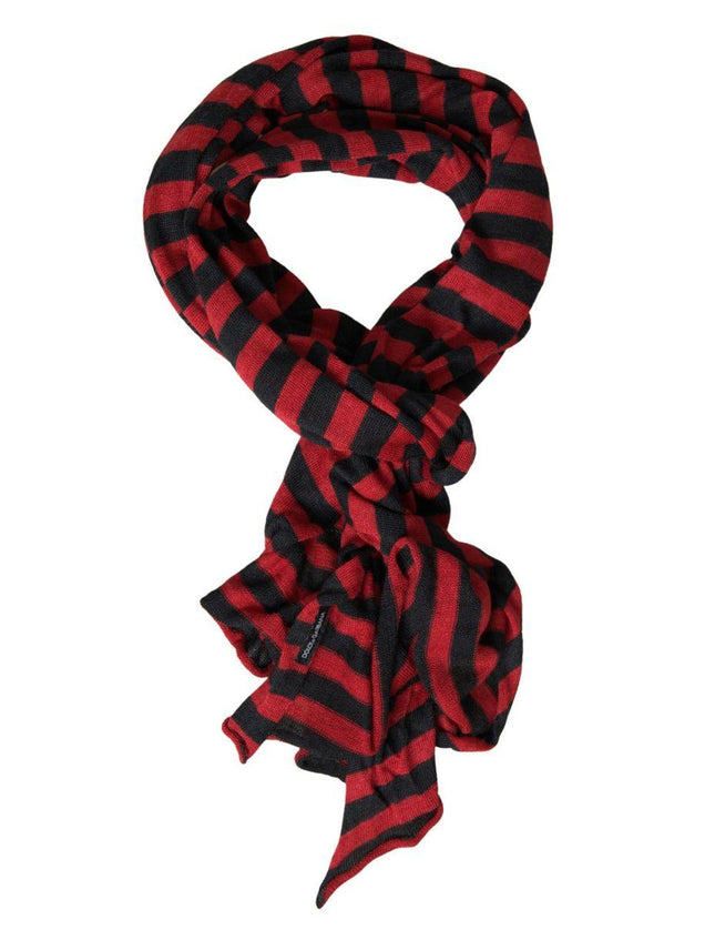 Dolce & Gabbana Red Black Stripes Acrylic Wrap Shawl Scarf - Ellie Belle