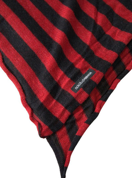 Dolce & Gabbana Red Black Stripes Acrylic Wrap Shawl Scarf - Ellie Belle