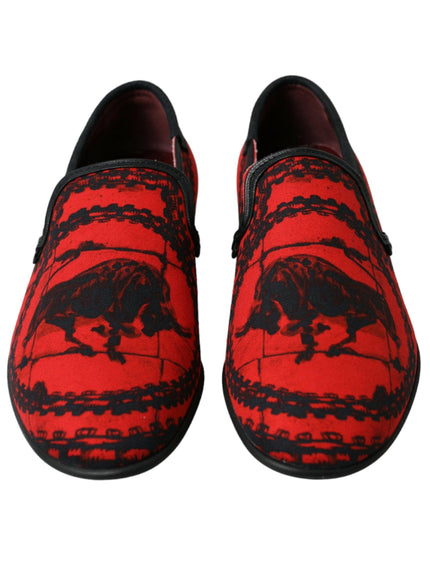 Dolce & Gabbana Red Black Torero Loafers