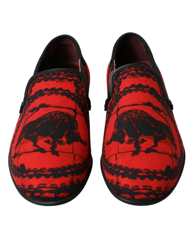 Dolce & Gabbana Red Black Torero Loafers Slippers Men Shoes - Ellie Belle