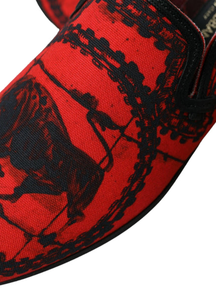 Dolce & Gabbana Red Black Torero Loafers Slippers Men Shoes - Ellie Belle