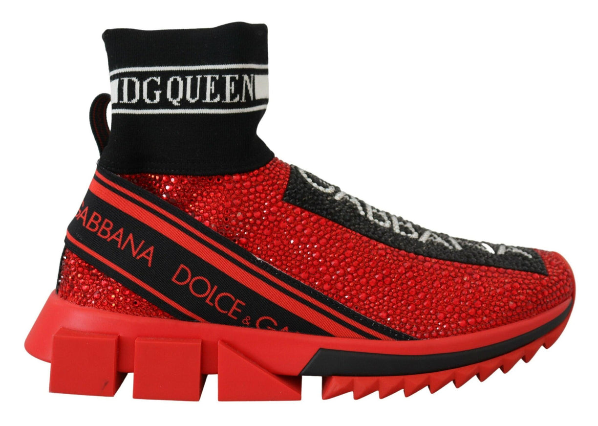 Dolce & Gabbana Red Bling Sorrento Sneakers Socks Shoes - Ellie Belle