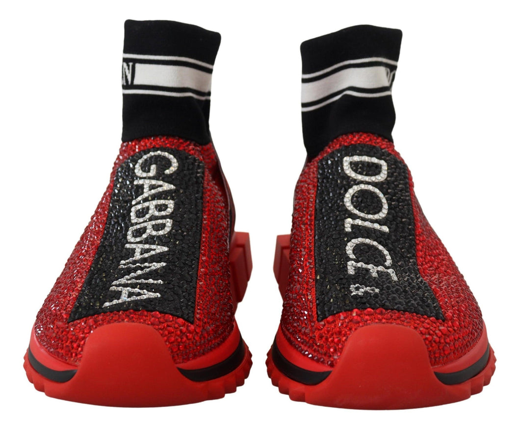 Dolce & Gabbana Red Bling Sorrento Sneakers Socks Shoes - Ellie Belle