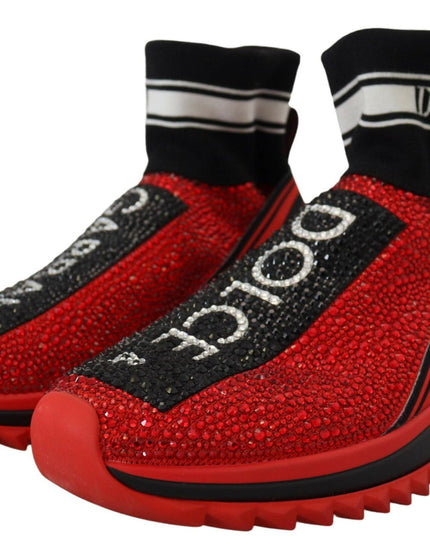 Dolce & Gabbana Red Bling Sorrento Sneakers Socks Shoes - Ellie Belle