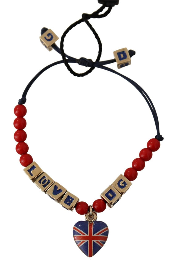 Dolce & Gabbana Red Blue Beaded DG LOVES LONDON Flag Branded Bracelet - Ellie Belle