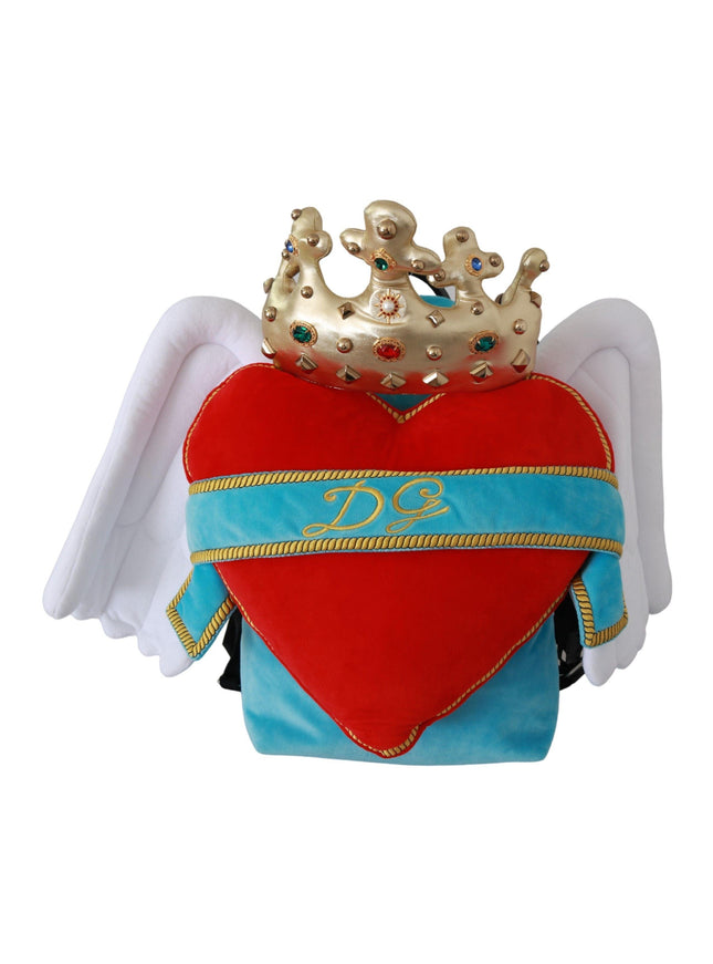 Dolce & Gabbana Red Blue Heart Wings DG Crown School Backpack - Ellie Belle