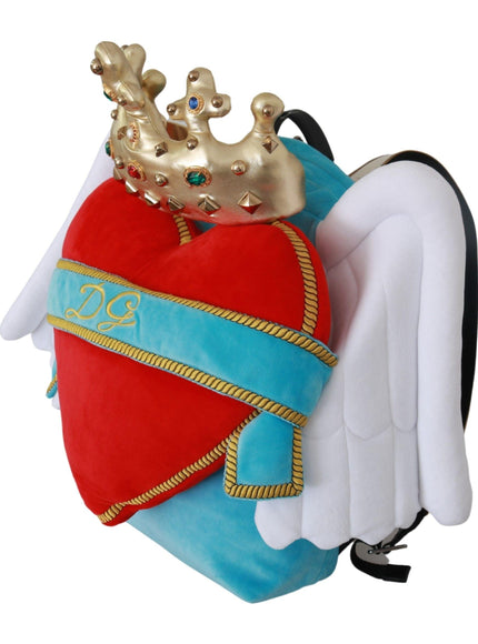 Dolce & Gabbana Red Blue Heart Wings DG Crown School Backpack - Ellie Belle