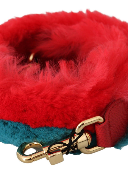 Dolce & Gabbana Red Blue Rabbit Fur Leather Shoulder Strap