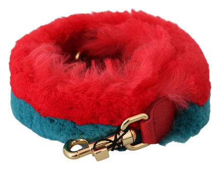 Dolce & Gabbana Red Blue Rabbit Fur Leather Shoulder Strap - Ellie Belle