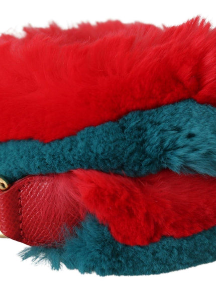 Dolce & Gabbana Red Blue Rabbit Fur Leather Shoulder Strap