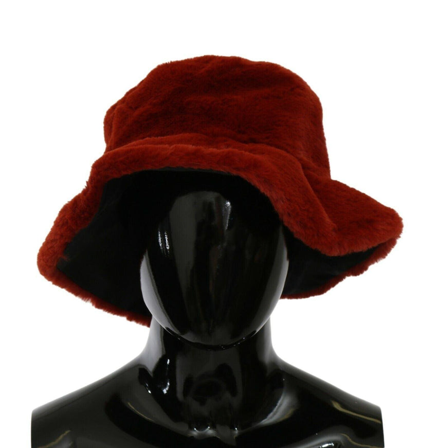 Dolce & Gabbana Red Bordeaux Fur Wide Brim Bucket Hat - Ellie Belle