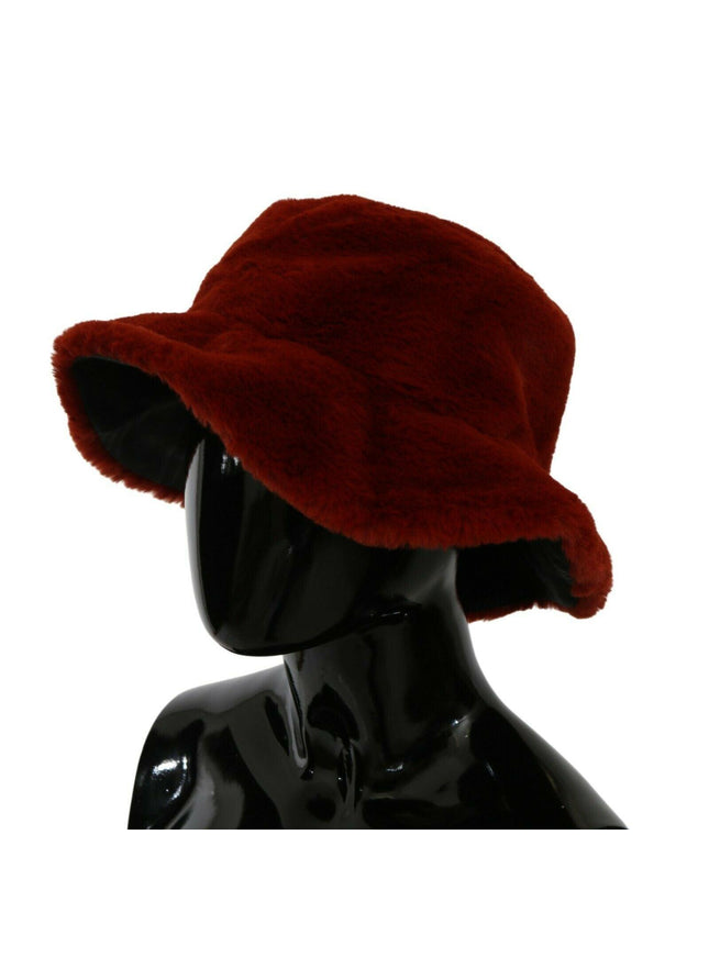 Dolce & Gabbana Red Bordeaux Fur Wide Brim Bucket Hat - Ellie Belle